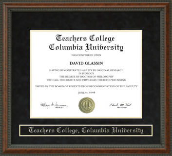 Teachers College, Columbia University Diploma Frame