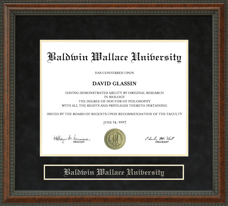 Baldwin Wallace University (BW) Diploma Frame