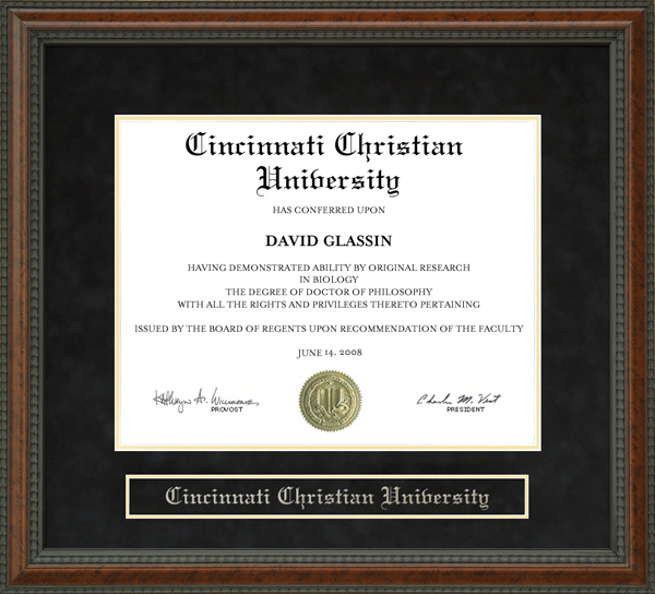 Cincinnati Christian University (CCU) Diploma Frame