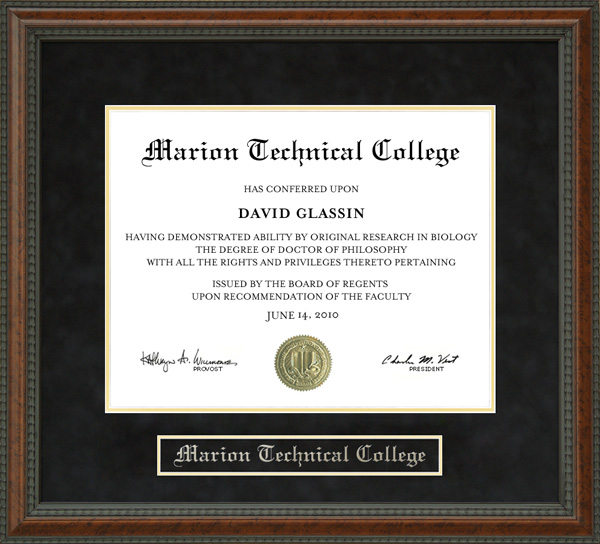 Marion Technical College Diploma Frame