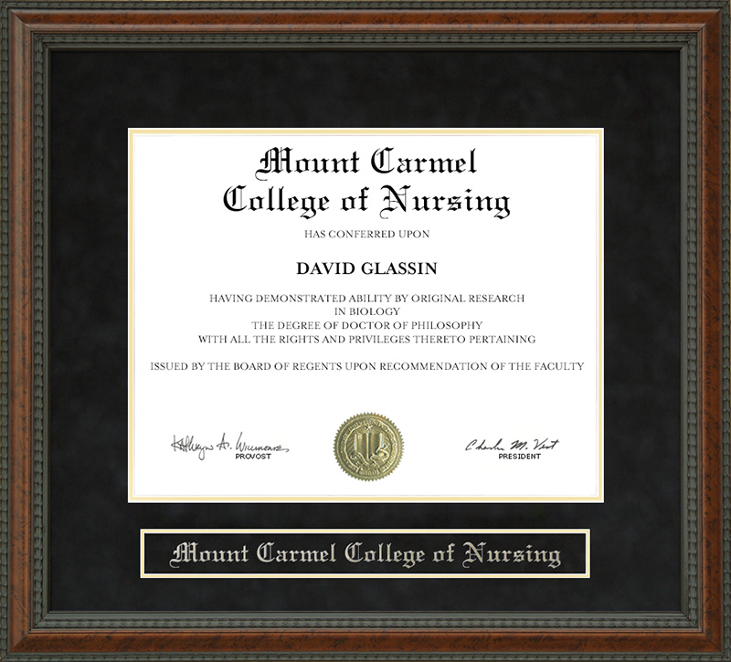 Mount Carmel College of Nursing Diploma Frame