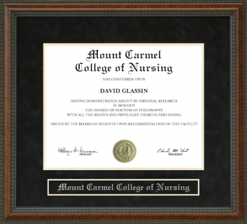 Mount Carmel College of Nursing Diploma Frame