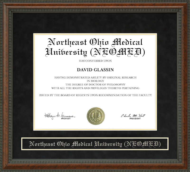 Northeast Ohio Medical University (NEOMED) Diploma Frame