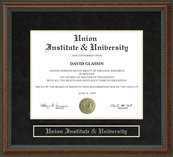 Union Institute & University (UI&U) Diploma Frame