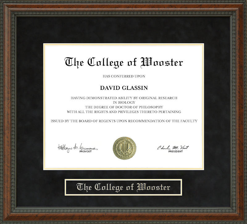 The College of Wooster Diploma Frame