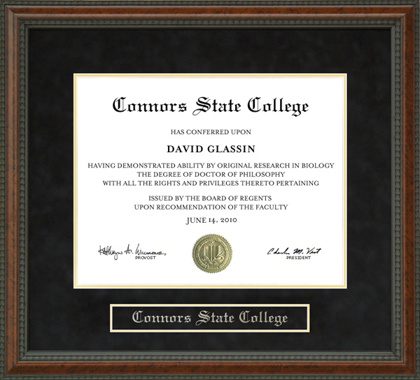 Connors State College Diploma Frame