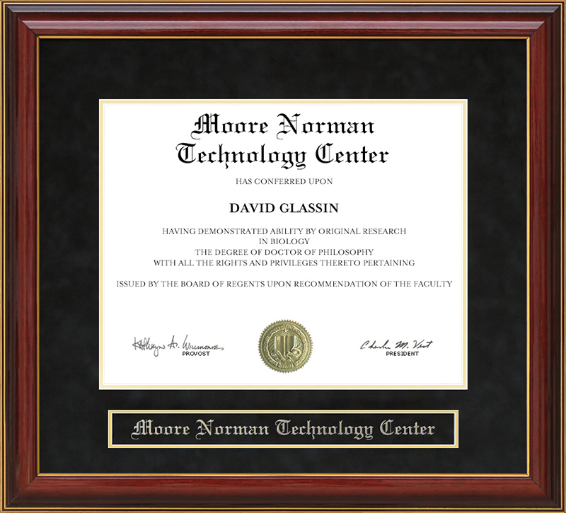 Moore Norman Technology Center Mahogany Diploma Frame