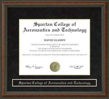 Spartan College of Aeronautics and Technology Diploma Frame