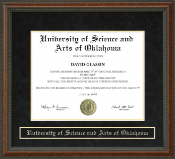 University of Science and Arts of Oklahoma (USAO) Diploma Frame