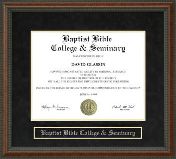 Baptist Bible College & Seminary (BBC&S) Diploma Frame