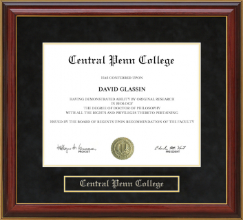 Central Penn College Mahogany Diploma Frame