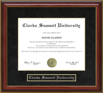 Clarks Summit University Mahogany Diploma Frame
