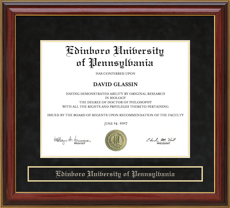 Edinboro University of Pennsylvania Mahogany Diploma Frame