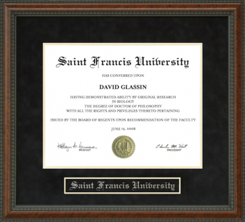 Saint Francis University Diploma Frame