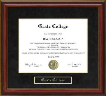 Gratz College Mahogany Diploma Frame