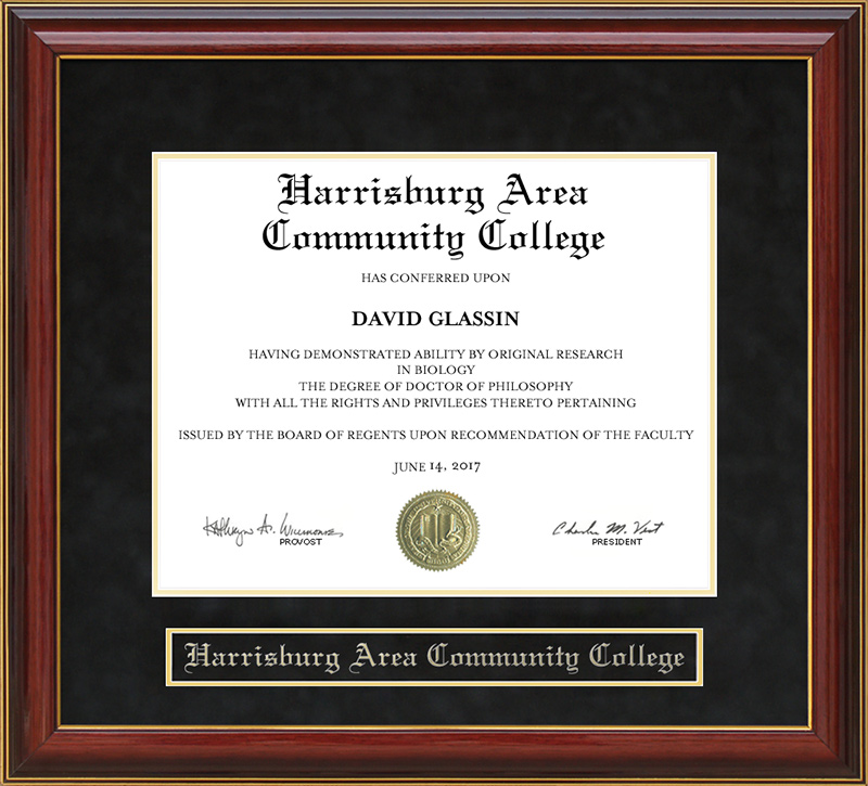 Harrisburg Area Community College (HACC) Mahogany Diploma Frame