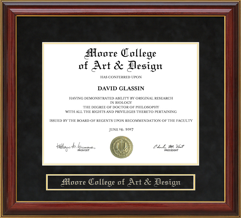 Moore College of Art & Design Mahogany Diploma Frame