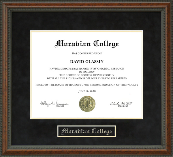Moravian College Diploma Frame