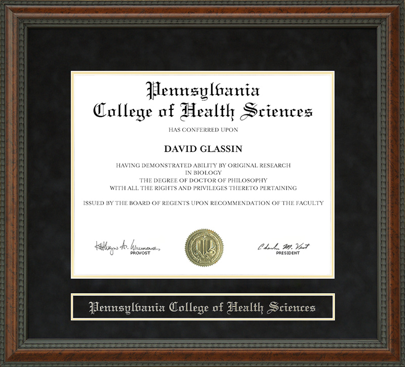 Pennsylvania College of Health Sciences Diploma Frame