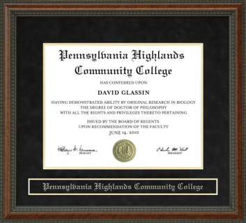 Pennsylvania Highlands Community College Diploma Frame