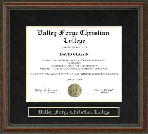 Valley Forge Christian College (VFCC) Diploma Frame