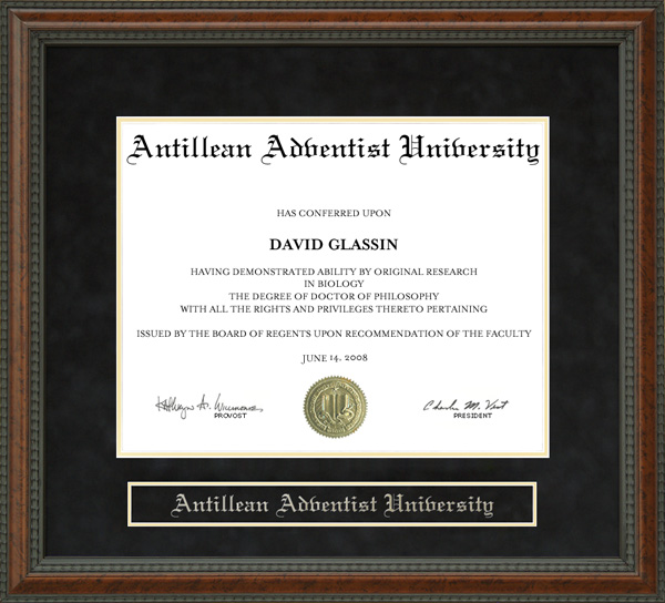 Antillean Adventist University (AAU) Diploma Frame
