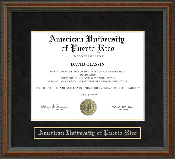 American University of Puerto Rico (AUPR) Diploma Frame