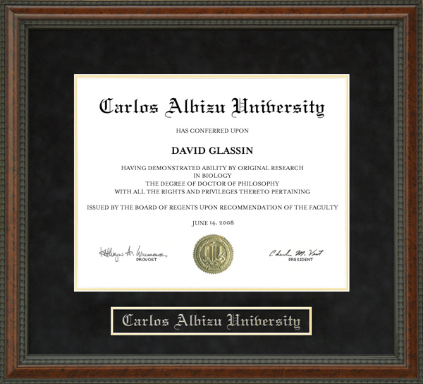 Carlos Albizu University (CAU) Diploma Frame