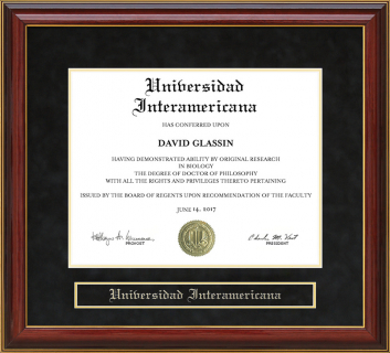 Universidad Interamericana Mahogany Diploma Frame
