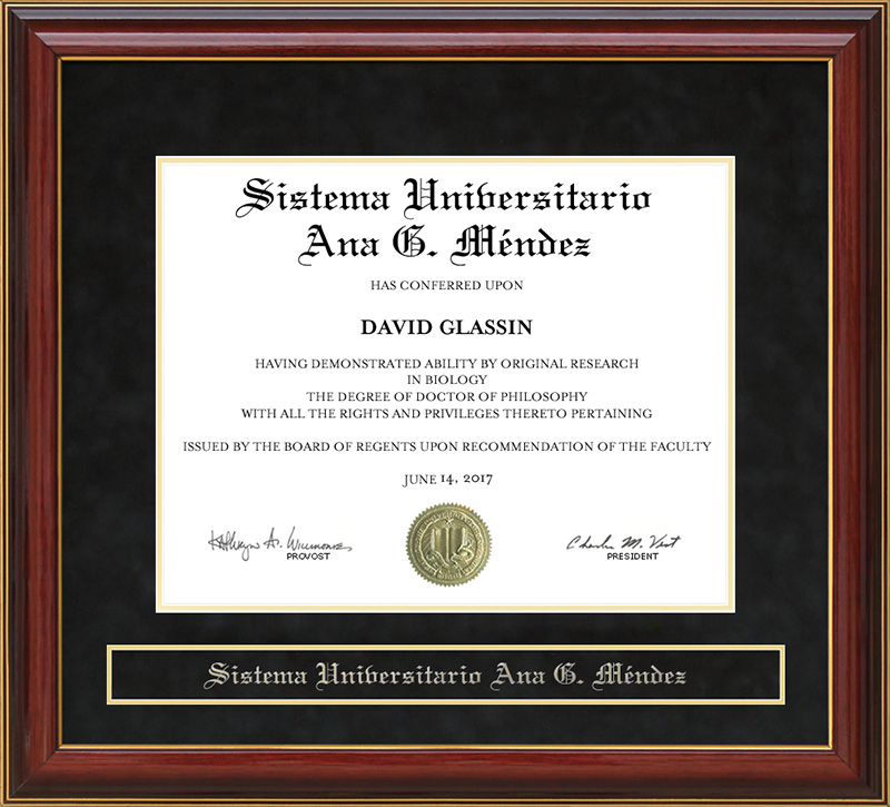 Sistema Universitario Ana G. M?ndez (SUAGM) Mahogany Diploma Frame