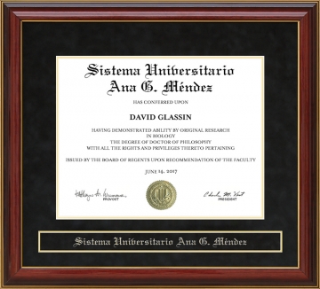 Sistema Universitario Ana G. M?ndez (SUAGM) Mahogany Diploma Frame