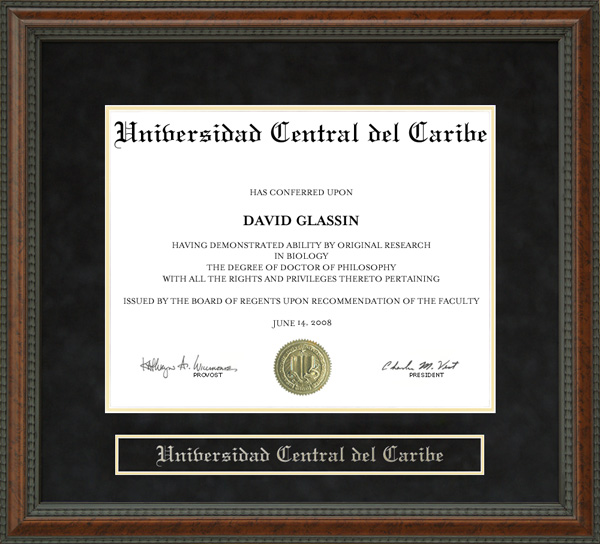 Universidad Central del Caribe Diploma Frame