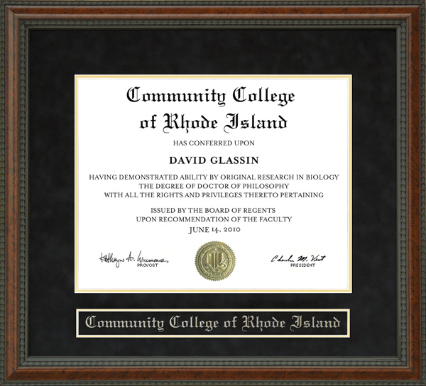 Community College of Rhode Island (CCRI) Diploma Frame
