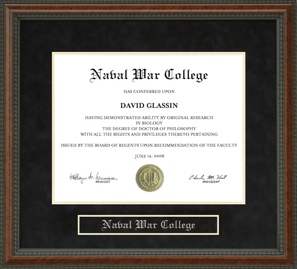 Naval War College (NWC) Diploma Frame