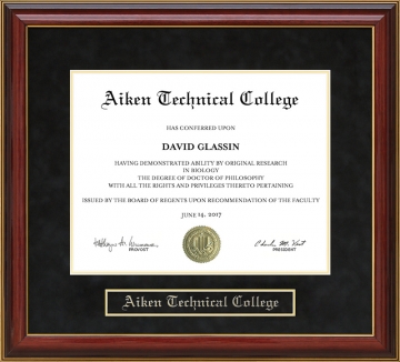 Aiken Technical College Mahogany Diploma Frame