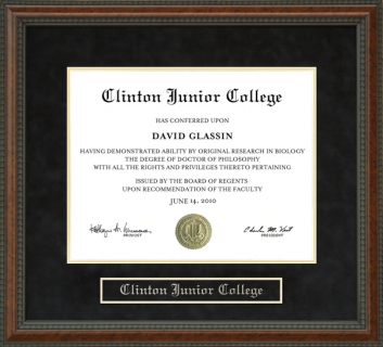 Clinton Junior College Diploma Frame