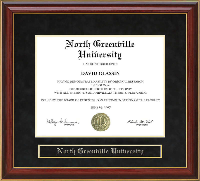 North Greenville University (NGU) Mahogany Diploma Frame