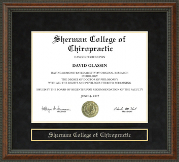Sherman College of Chiropractic Diploma Frame