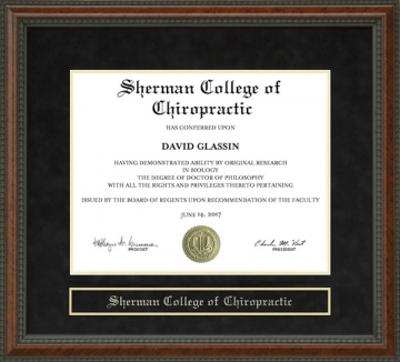 Sherman College of Chiropractic Diploma Frame