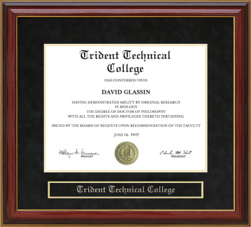 Trident Technical College Mahogany Diploma Frame