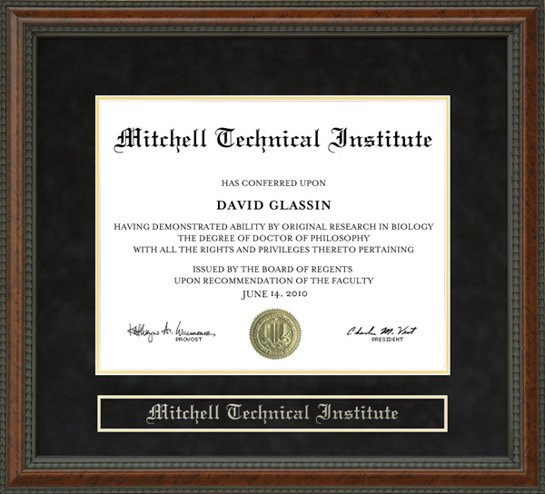 Mitchell Technical Institute Diploma Frame