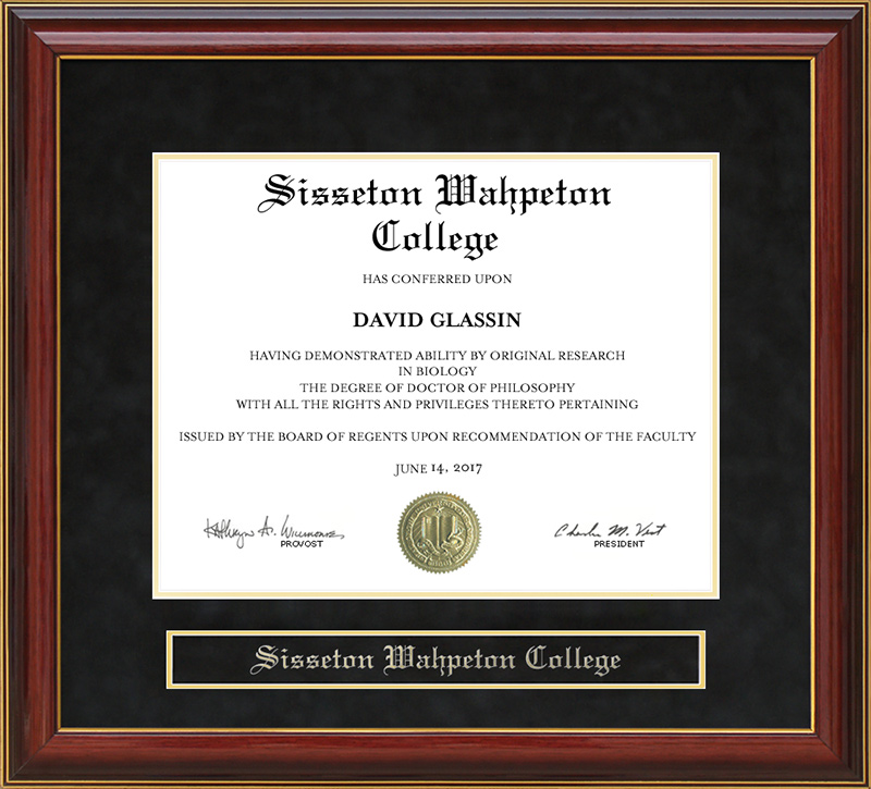 Sisseton Wahpeton College Mahogany Diploma Frame