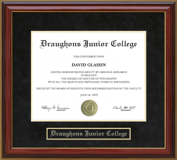 Draughons Junior College Mahogany Diploma Frame