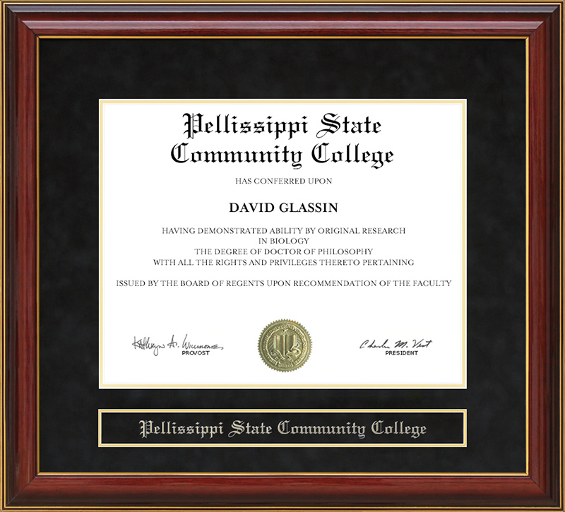 Pellissippi State Community College Mahogany Diploma Frame