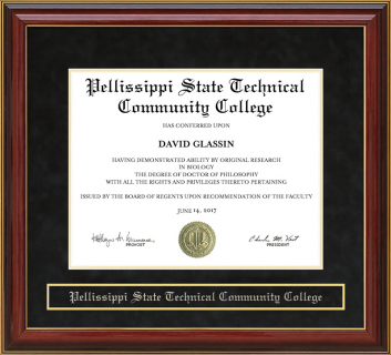 Pellissippi State Technical Community College (PSTCC) Mahogany Diploma Frame