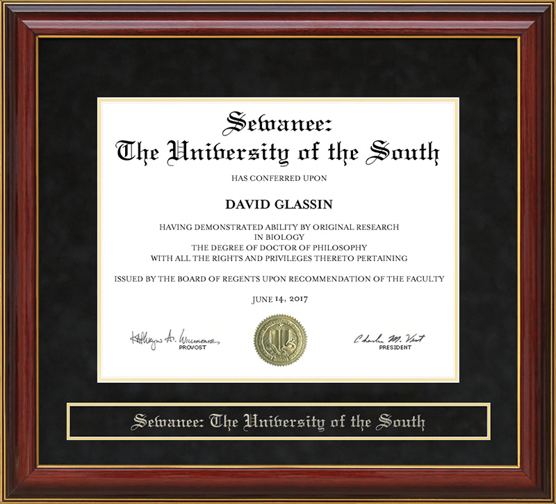 Sewanee: The University of the South Mahogany Diploma Frame