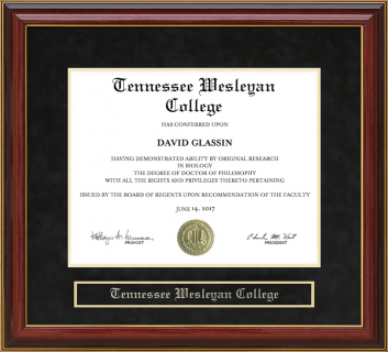 Tennessee Wesleyan College (TWC) Mahogany Diploma Frame