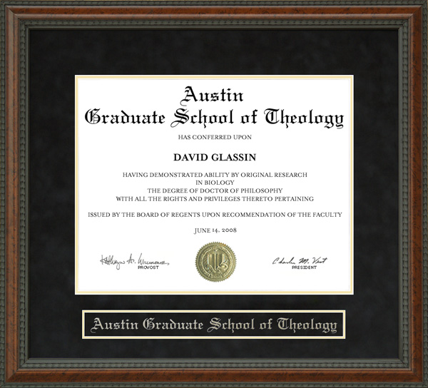 Austin Graduate School of Theology (Austin Grad) Diploma Frame