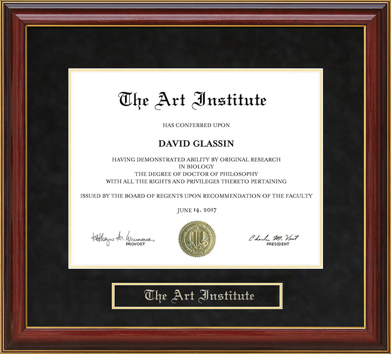 The Art Institute Mahogany Diploma Frame