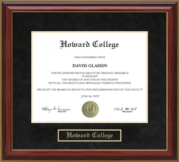 Howard College Mahogany Diploma Frame